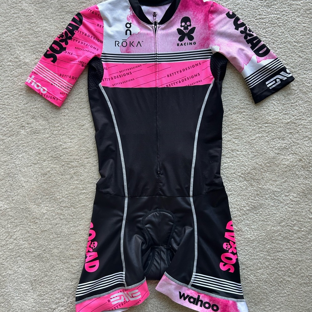 Women's Betty Designs Racing Pink and Black Triathlon Kit